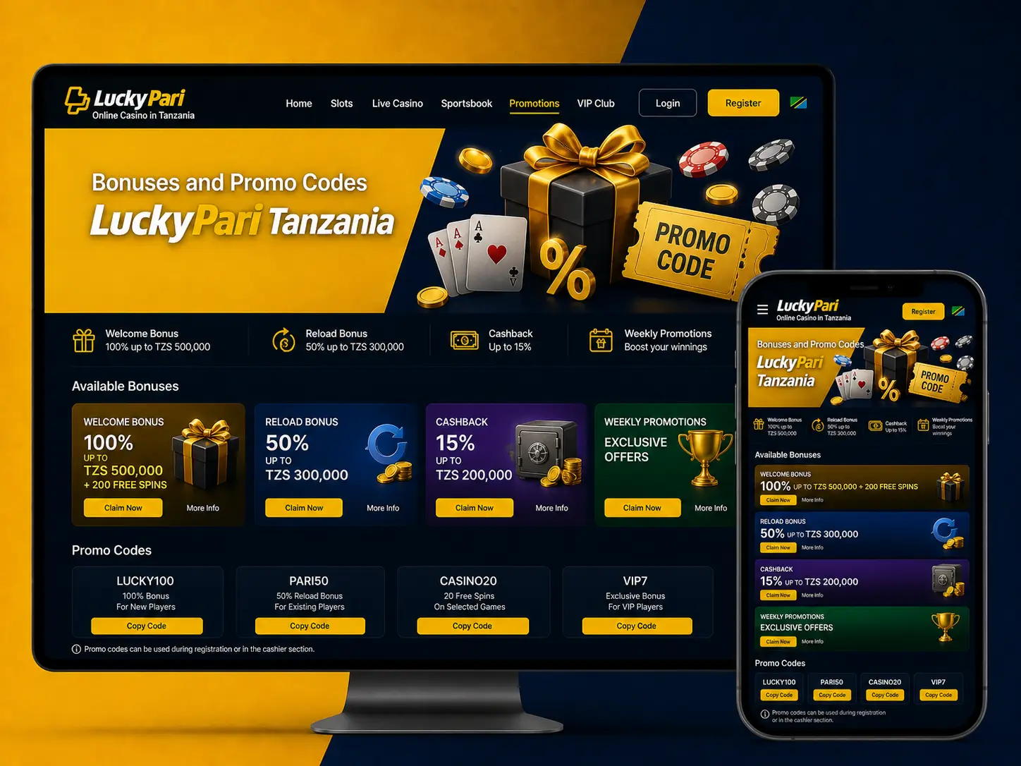 LuckyPari Tanzania Bonuses and Promo Codes