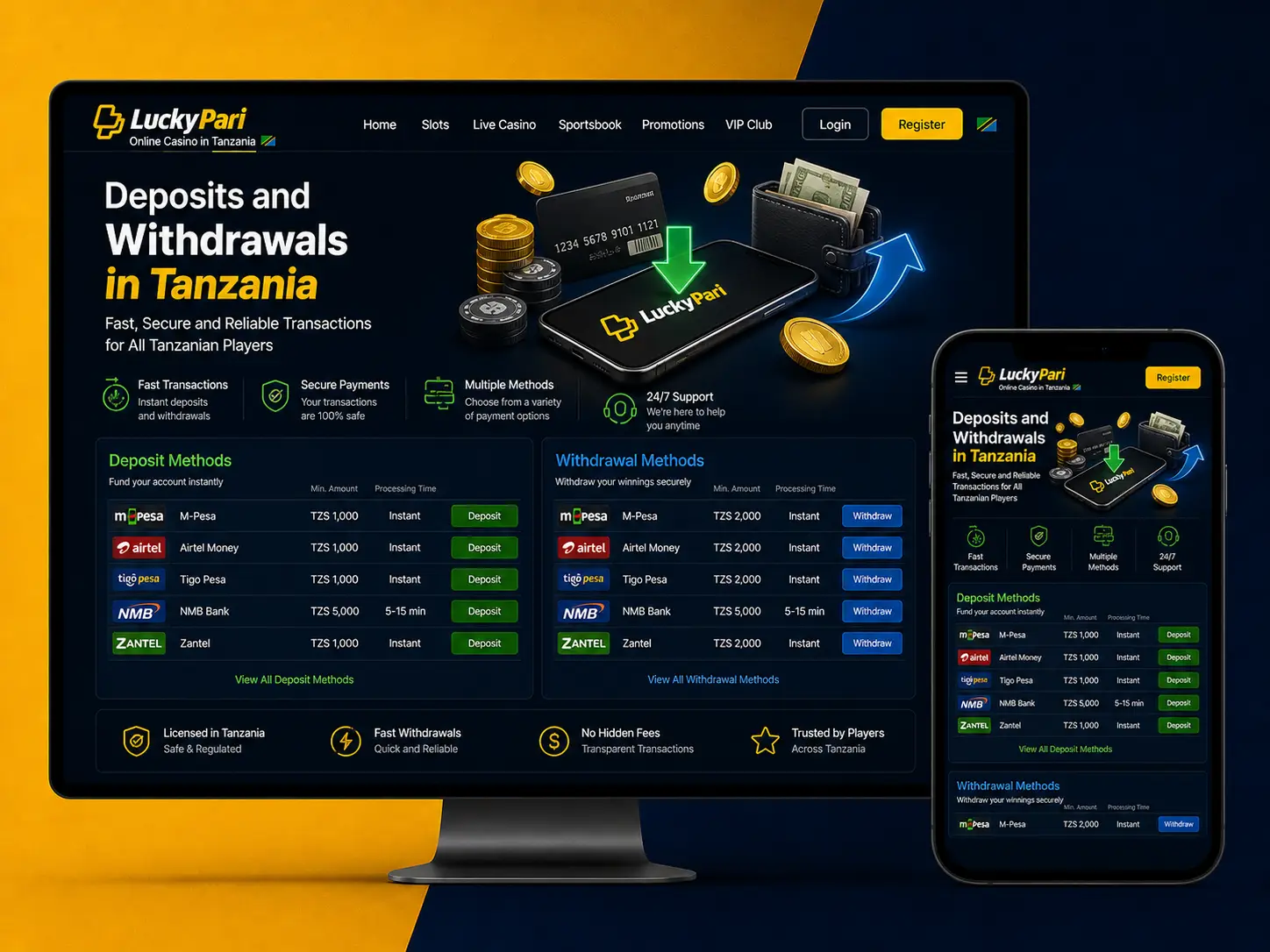 Deposit and Withdrawal Methods on LuckyPari